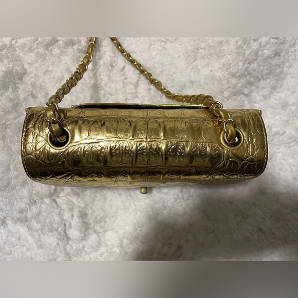 CHANEL Gold Embossed Croc Mini Flap Bag - Picture 5 of 16